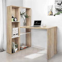 2 in 1 computer desk/ L-shape Desktop with shelves - VirtuousWares:Global