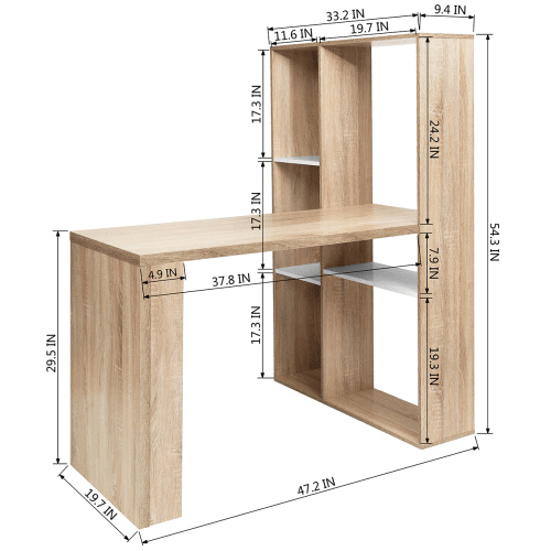 2 in 1 computer desk/ L-shape Desktop with shelves - VirtuousWares:Global