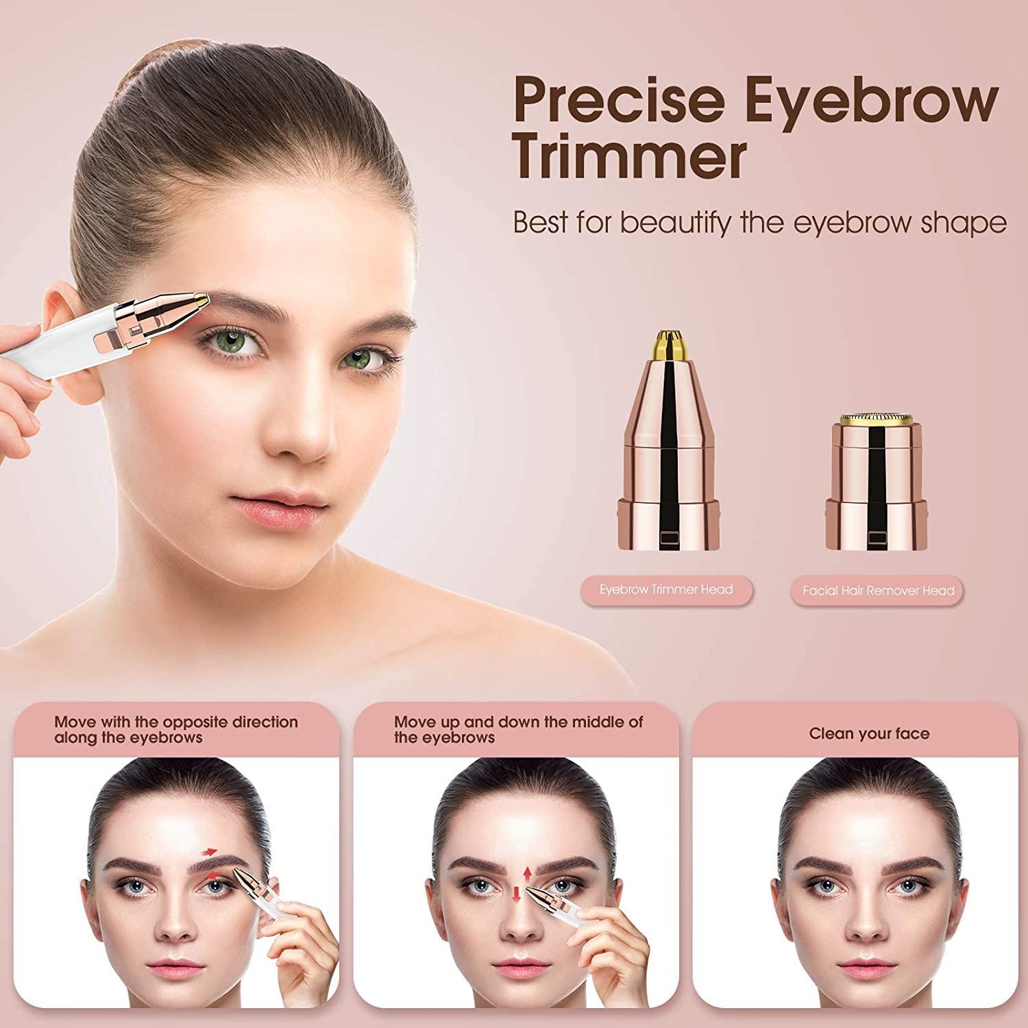 2 in 1 Electric Eyebrow Trimmer Painless Eye Brow Epilator For Women - VirtuousWares:Global
