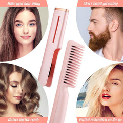 2 In 1 Hair Straightener Fast Heat Hairdressing Comb - VirtuousWares:Global