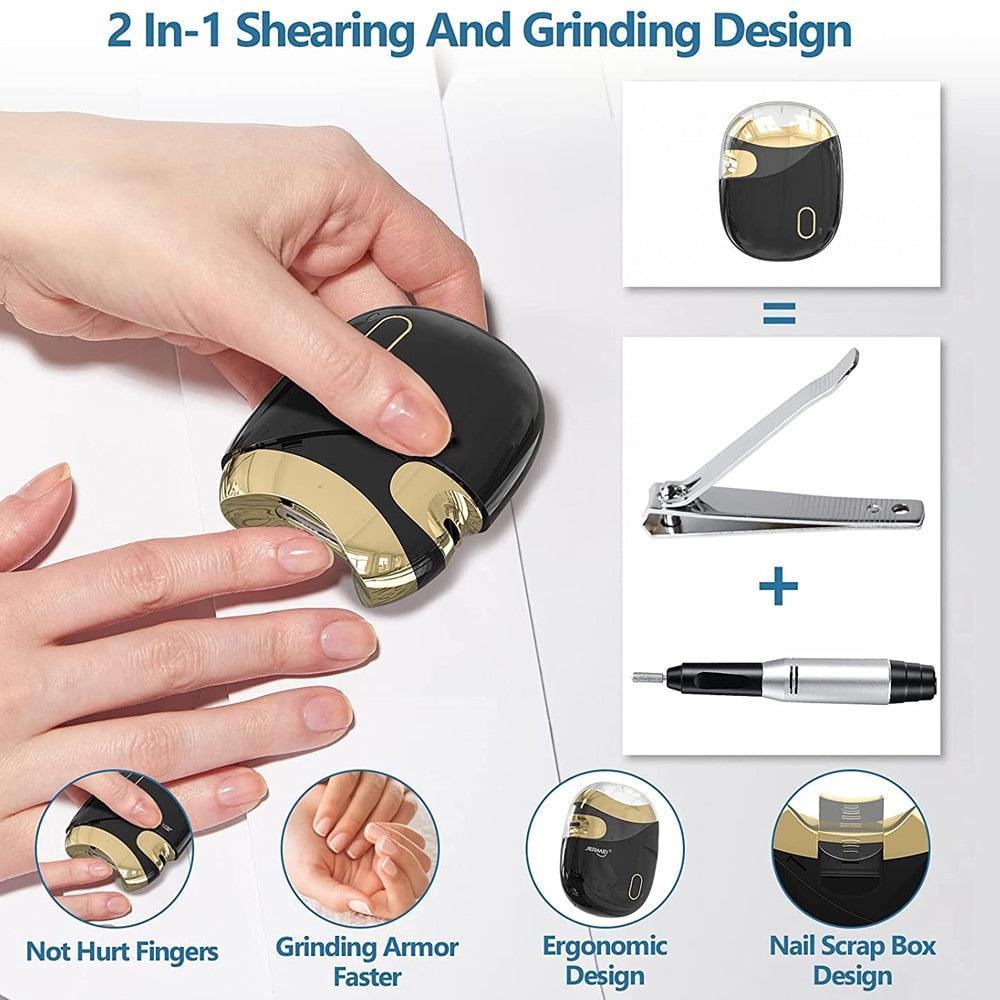 2 in 1 Shearing & Grinding Electric Nail Trimmer Nail File Baby Adult - VirtuousWares:Global