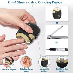 2 in 1 Shearing & Grinding Electric Nail Trimmer Nail File Baby Adult - VirtuousWares:Global