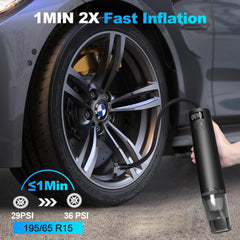 2 in 1 Tire Inflator Portable Air Compressor and Car mounted vacuum - VirtuousWares:Global