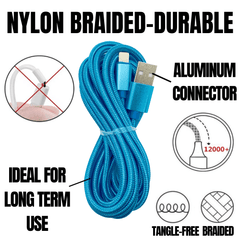 2 Pack 10FT XL Charger Compatible for Iphone Cable Nylon Woven - VirtuousWares:Global