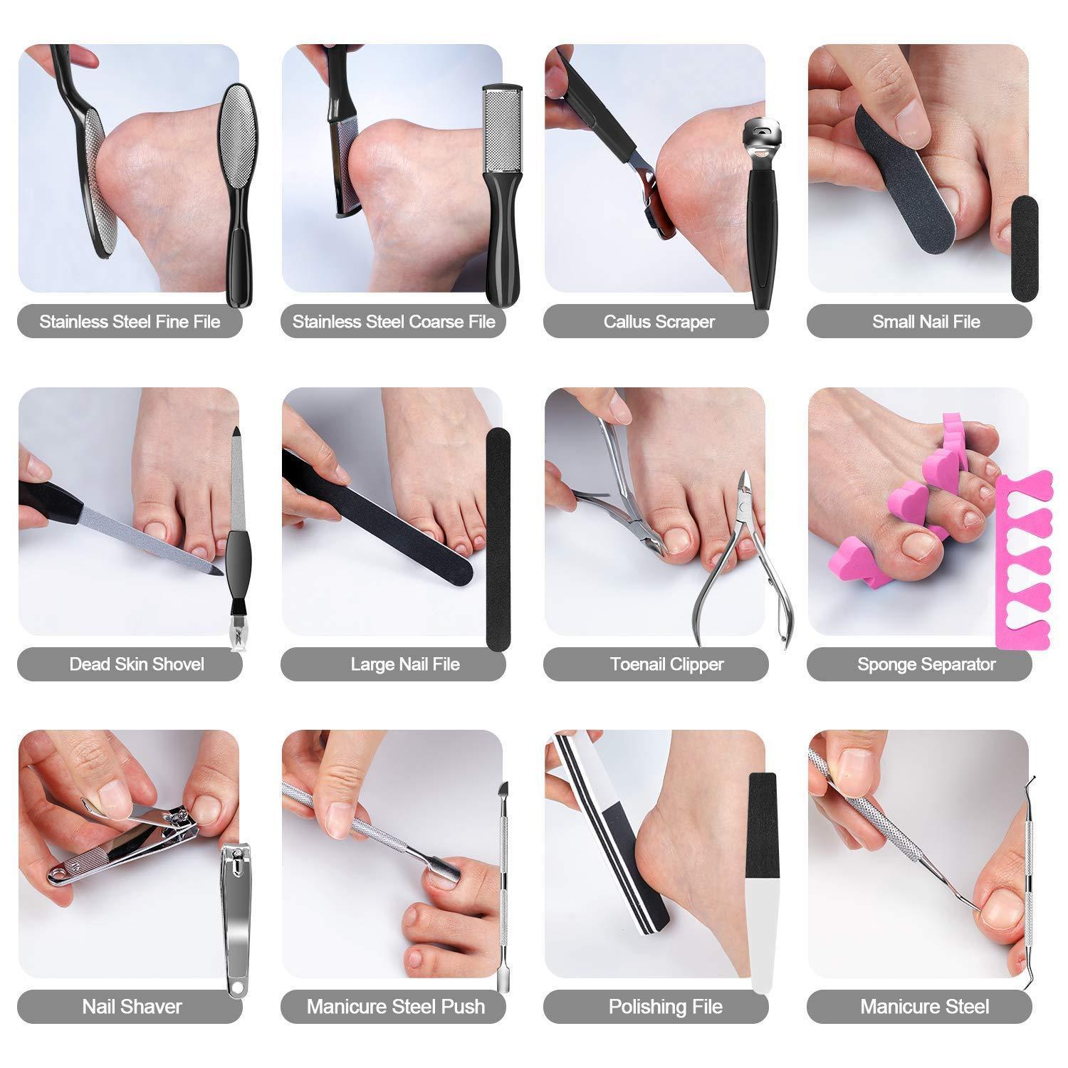 20 in 1 Black Stainless Steel Professional Pedicure Tools - VirtuousWares:Global