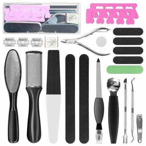20 in 1 Black Stainless Steel Professional Pedicure Tools - VirtuousWares:Global