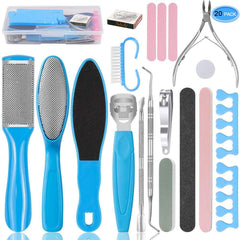 20 in 1 Blue Stainless Steel Professional Pedicure Tools Set - VirtuousWares:Global