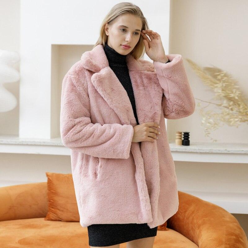 2022 Autumn Winter New Women Faux Fur Coat Elegant Fluffy Thick Warm - VirtuousWares:Global