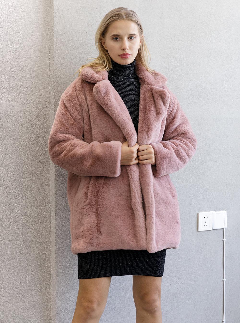 2022 Autumn Winter New Women Faux Fur Coat Elegant Fluffy Thick Warm - VirtuousWares:Global