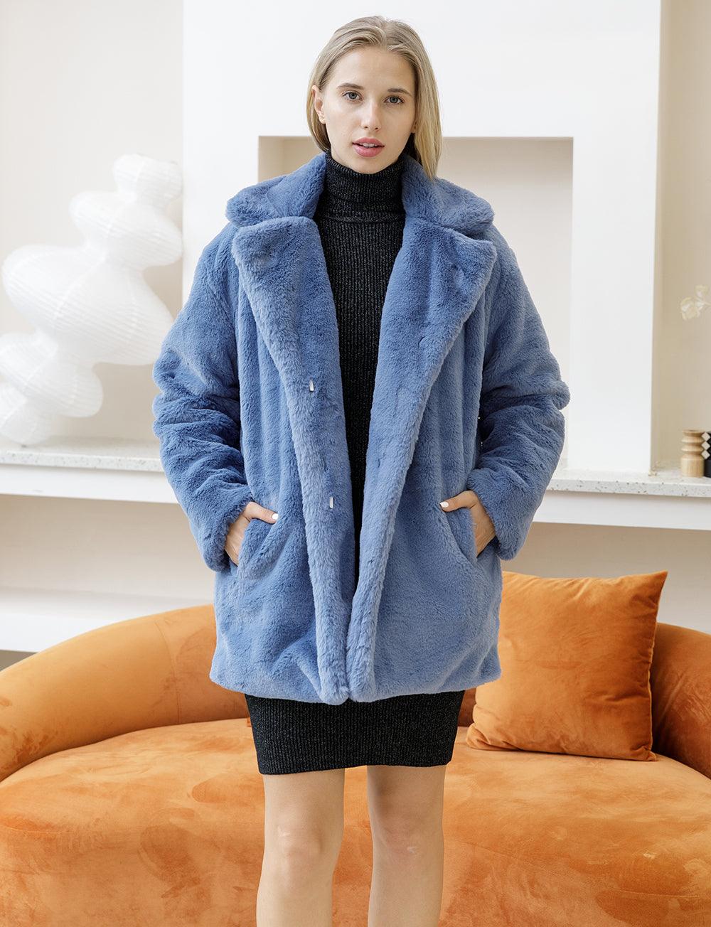 2022 Autumn Winter New Women Faux Fur Coat Elegant Fluffy Thick Warm - VirtuousWares:Global