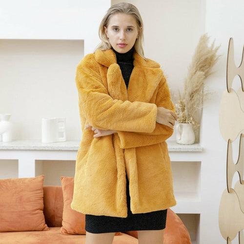 2022 Autumn Winter New Women Faux Fur Coat Elegant Fluffy Thick Warm - VirtuousWares:Global