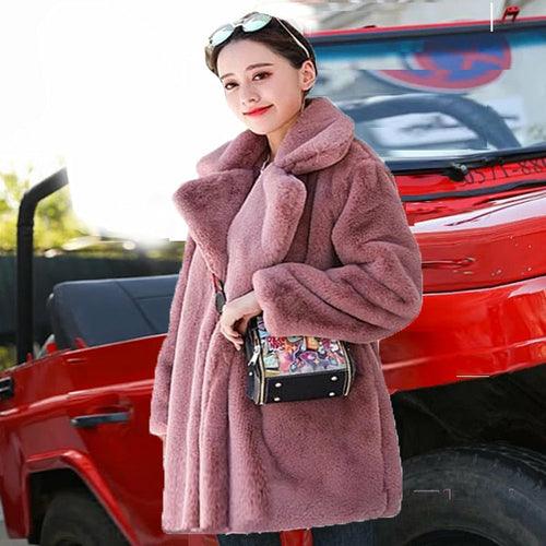 2022 Autumn Winter New Women Faux Fur Coat Elegant Fluffy Thick Warm - VirtuousWares:Global