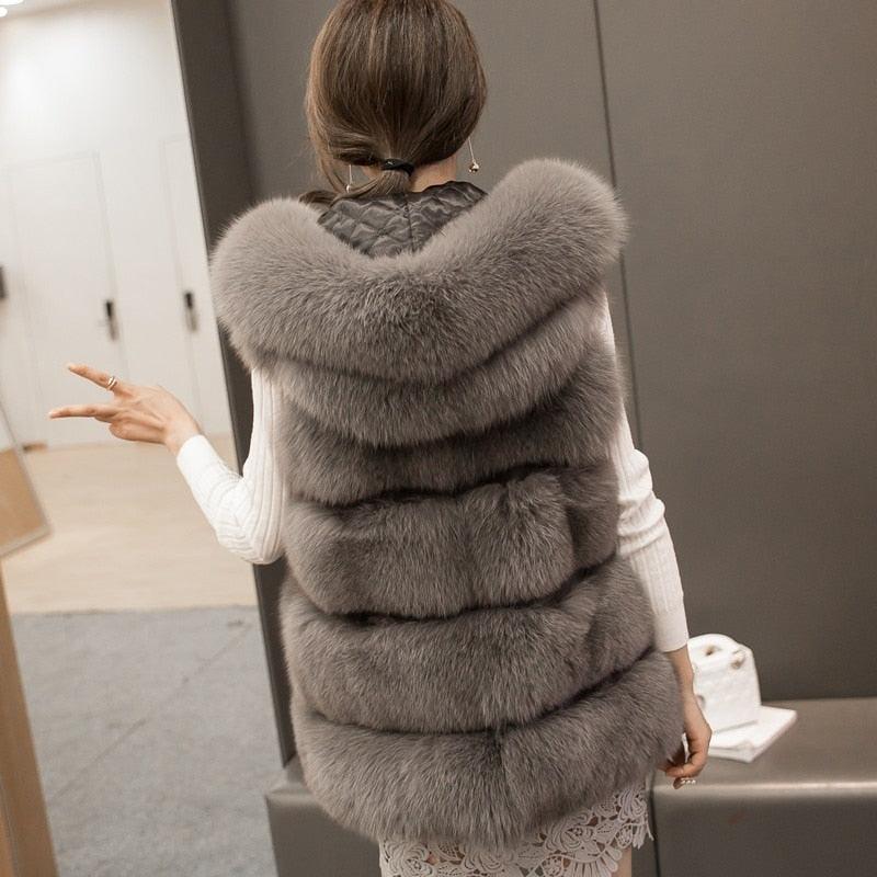 2022 Winter Sleeveless Artificial Fox Fur Coat Gilet Faux Fur Jacket - VirtuousWares:Global