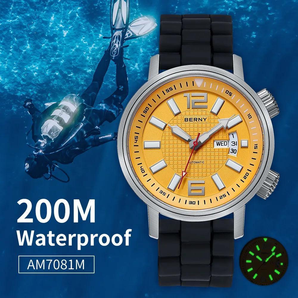 20ATM Diving Automatic Watch Super Waterproof Luminous Sapphire Self - VirtuousWares:Global