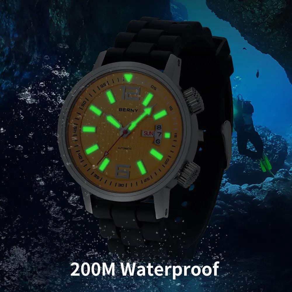 20ATM Diving Automatic Watch Super Waterproof Luminous Sapphire Self - VirtuousWares:Global