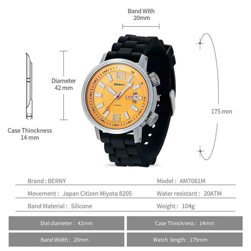 20ATM Diving Automatic Watch Super Waterproof Luminous Sapphire Self - VirtuousWares:Global