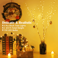 20LED Branch Lamp Fairy String Light Tree Twig Floral Flower - VirtuousWares:Global