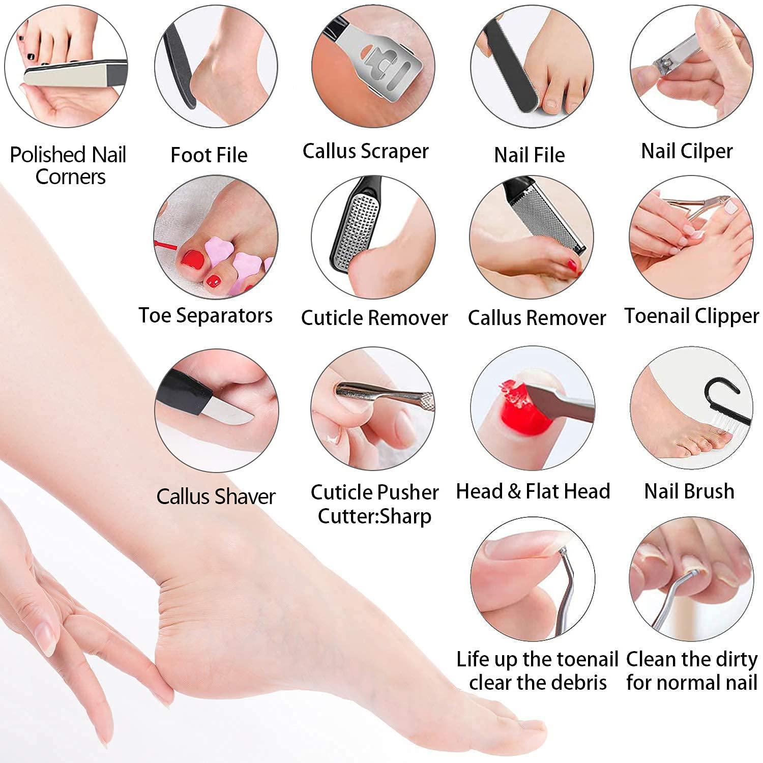 23 in 1 Professional Pedicure Tools Set Foot Care Scrubber Pedicure - VirtuousWares:Global