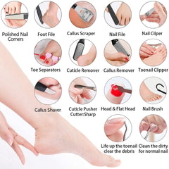 23 in 1 Professional Pedicure Tools Set Foot Care Scrubber Pedicure - VirtuousWares:Global