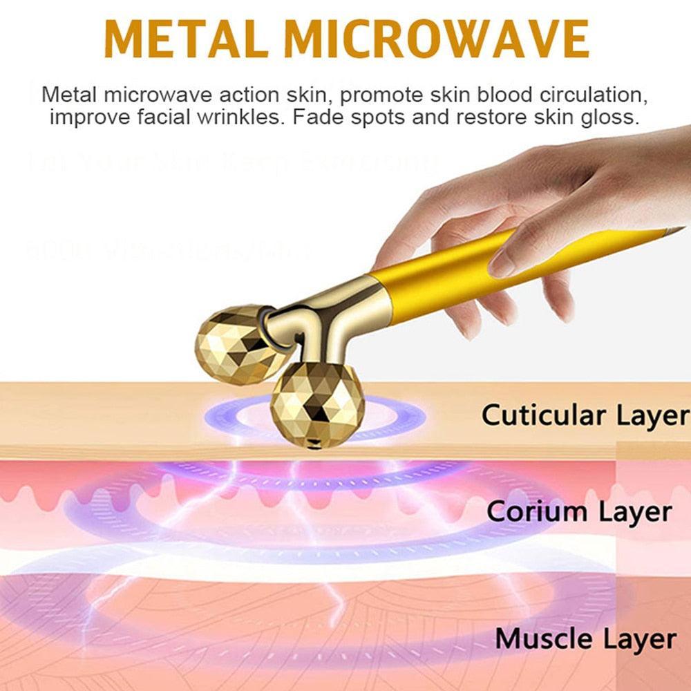 24k Gold Energy Beauty Bar Facial Face Massager 3D Roller Electric - VirtuousWares:Global