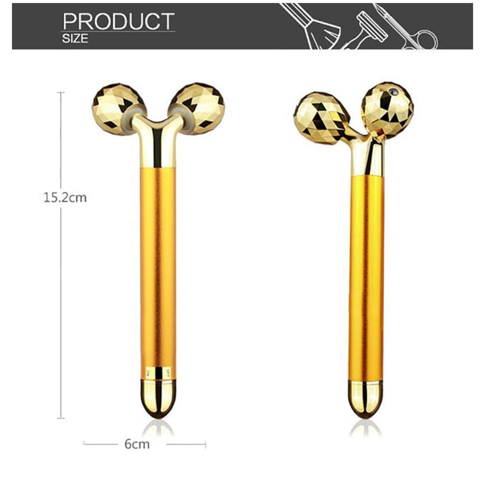 24k Gold Energy Beauty Bar Facial Face Massager 3D Roller Electric - VirtuousWares:Global