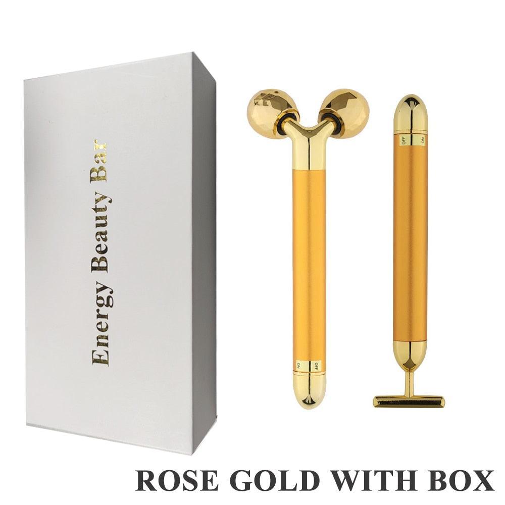 24k Gold Energy Beauty Bar Facial Face Massager 3D Roller Electric - VirtuousWares:Global