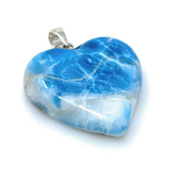 25.8g Larimar Heart Pendant, Large Larimar Sterling Silver Pendant, - VirtuousWares:Global