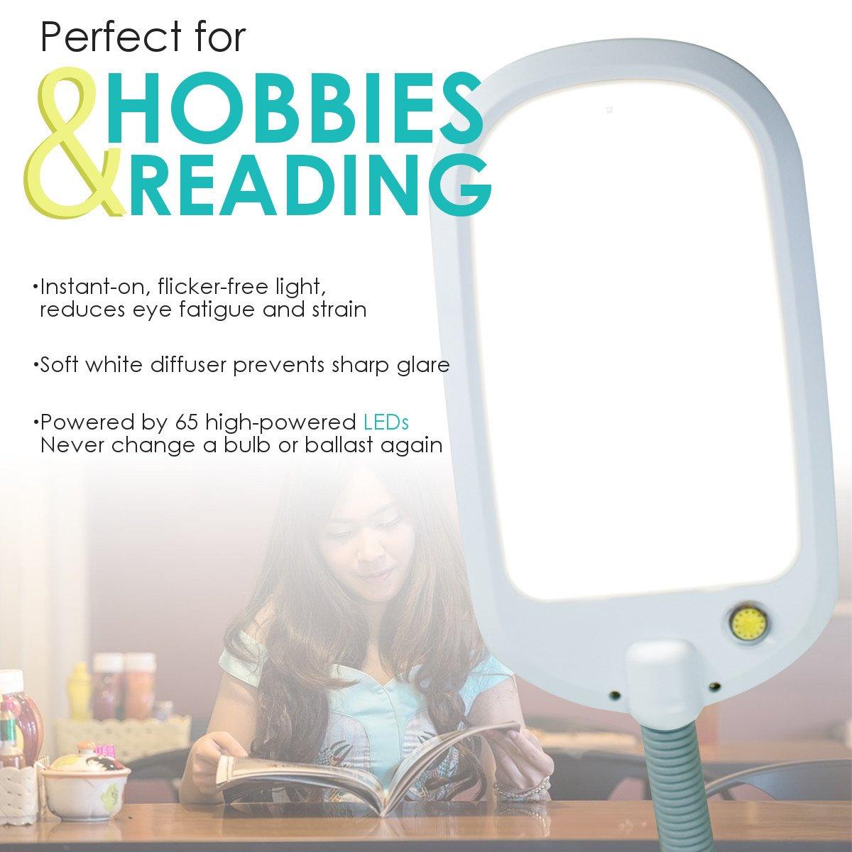 26"H LED Bright Reader Natural Daylight Full Spectrum Desk Lamp Grey - VirtuousWares:Global