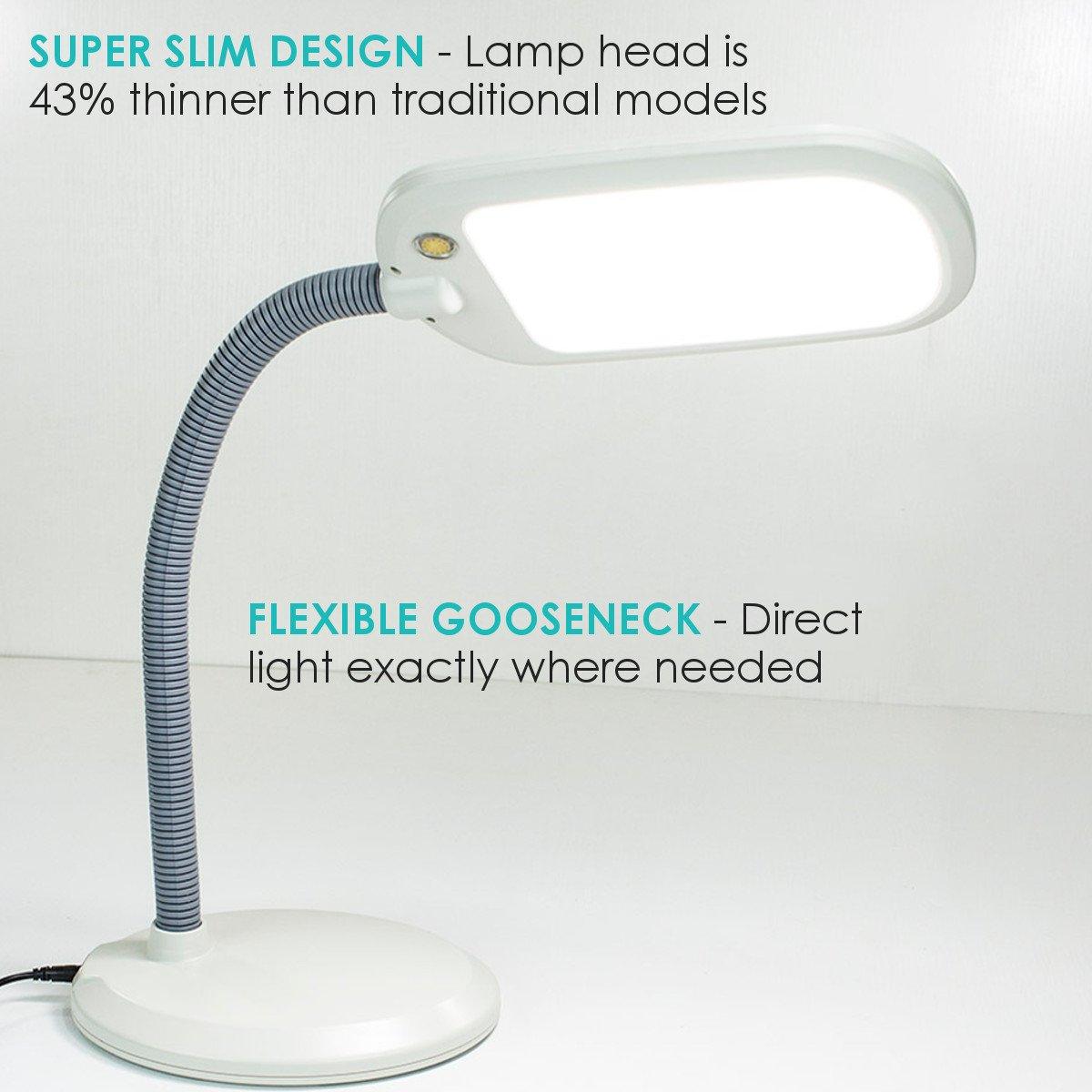 26"H LED Bright Reader Natural Daylight Full Spectrum Desk Lamp Grey - VirtuousWares:Global