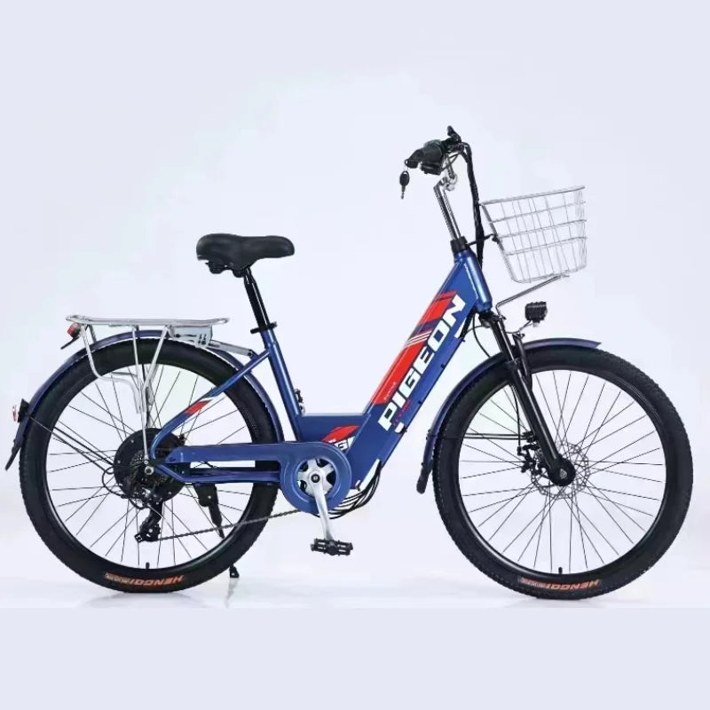 26inch e Bike Spokes Wheel 48V 350W Powerful Electric Bike For Adults 2 Seater With Basket City Lady eBikes Three Riding Modes - VirtuousWares:Global