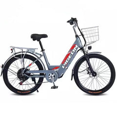 26inch e Bike Spokes Wheel 48V 350W Powerful Electric Bike For Adults 2 Seater With Basket City Lady eBikes Three Riding Modes - VirtuousWares:Global