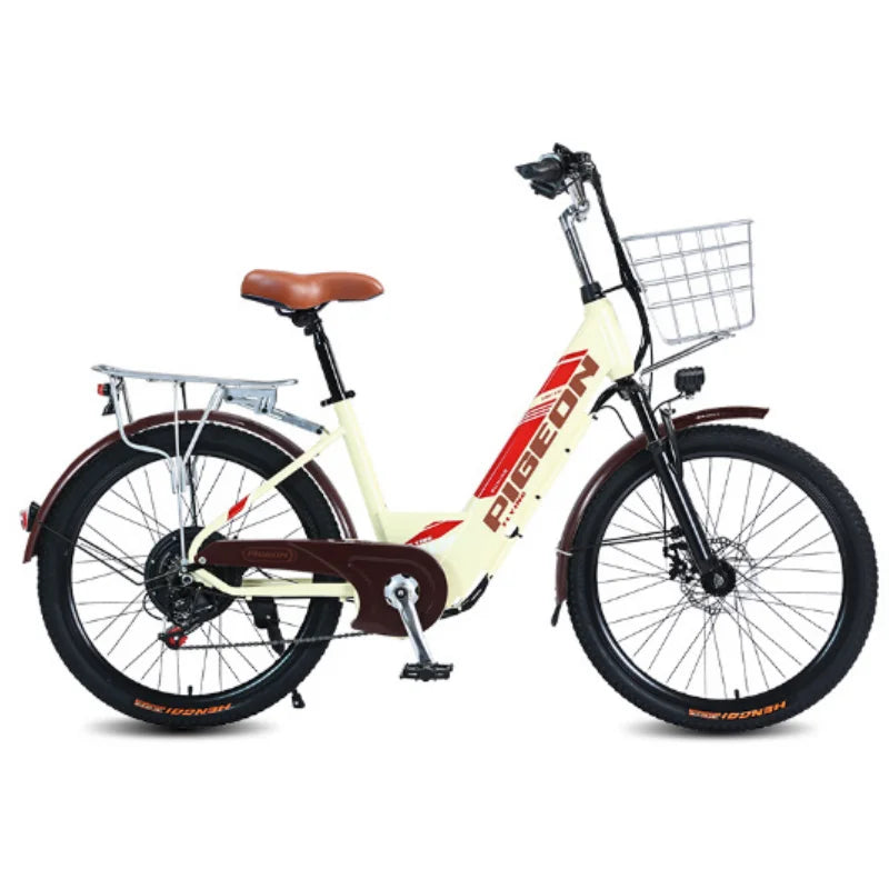 26inch e Bike Spokes Wheel 48V 350W Powerful Electric Bike For Adults 2 Seater With Basket City Lady eBikes Three Riding Modes - VirtuousWares:Global