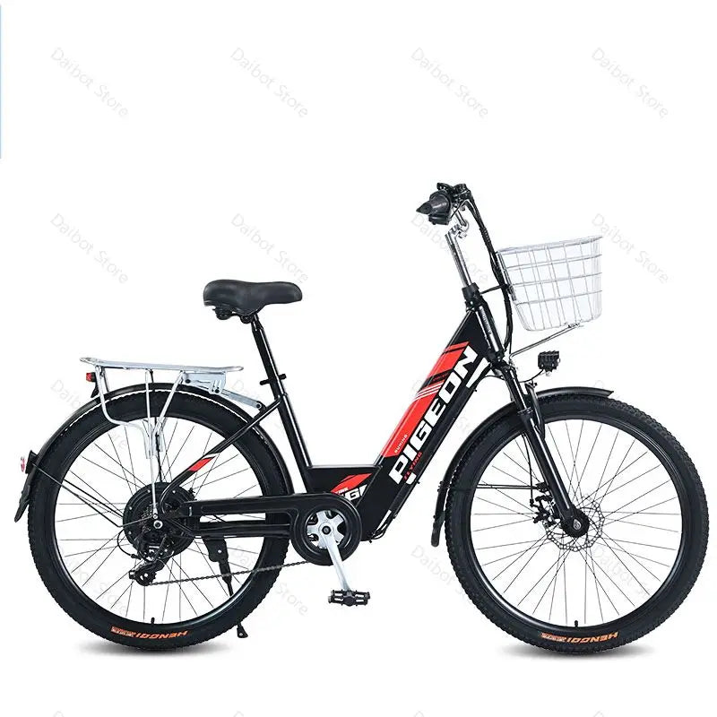 26inch e Bike Spokes Wheel 48V 350W Powerful Electric Bike For Adults 2 Seater With Basket City Lady eBikes Three Riding Modes - VirtuousWares:Global