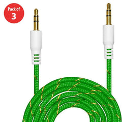 3.5mm Nylon Tangle-Free Auxiliary Audio Cord Cable - 3 ft. (pack of 3) - VirtuousWares:Global