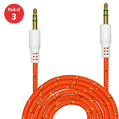 3.5mm Nylon Tangle-Free Auxiliary Audio Cord Cable - 3 ft. (pack of 3) - VirtuousWares:Global