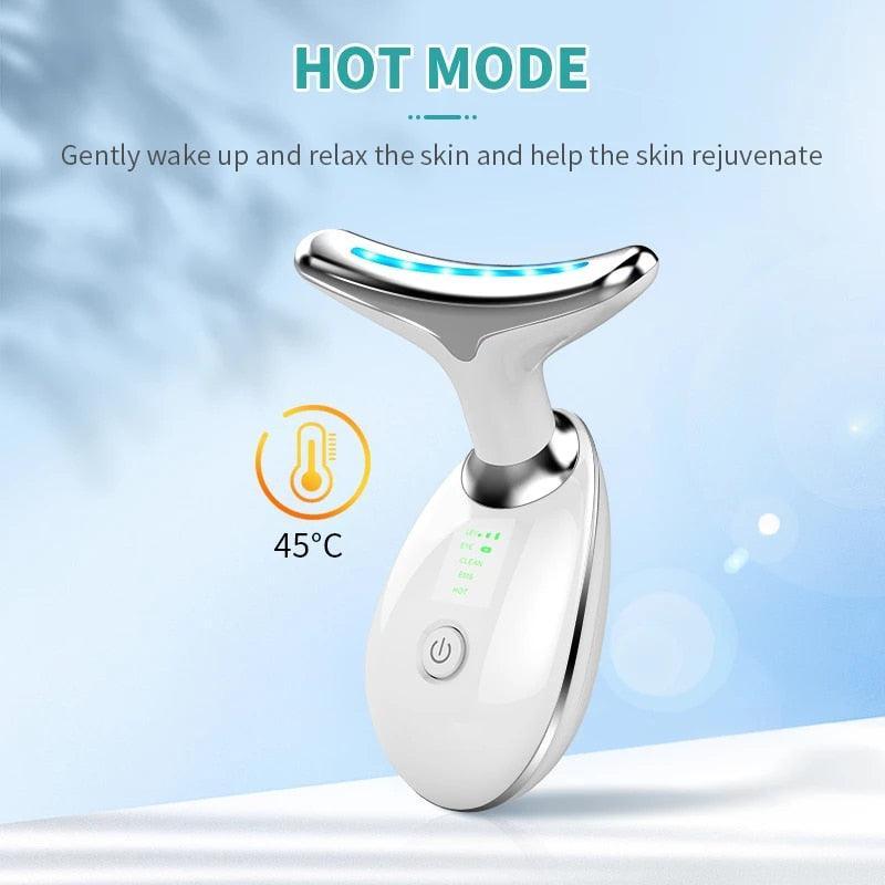 3 Colors Led Facial Neck Massager Photon Skin Tighten Slimming Reduce - VirtuousWares:Global