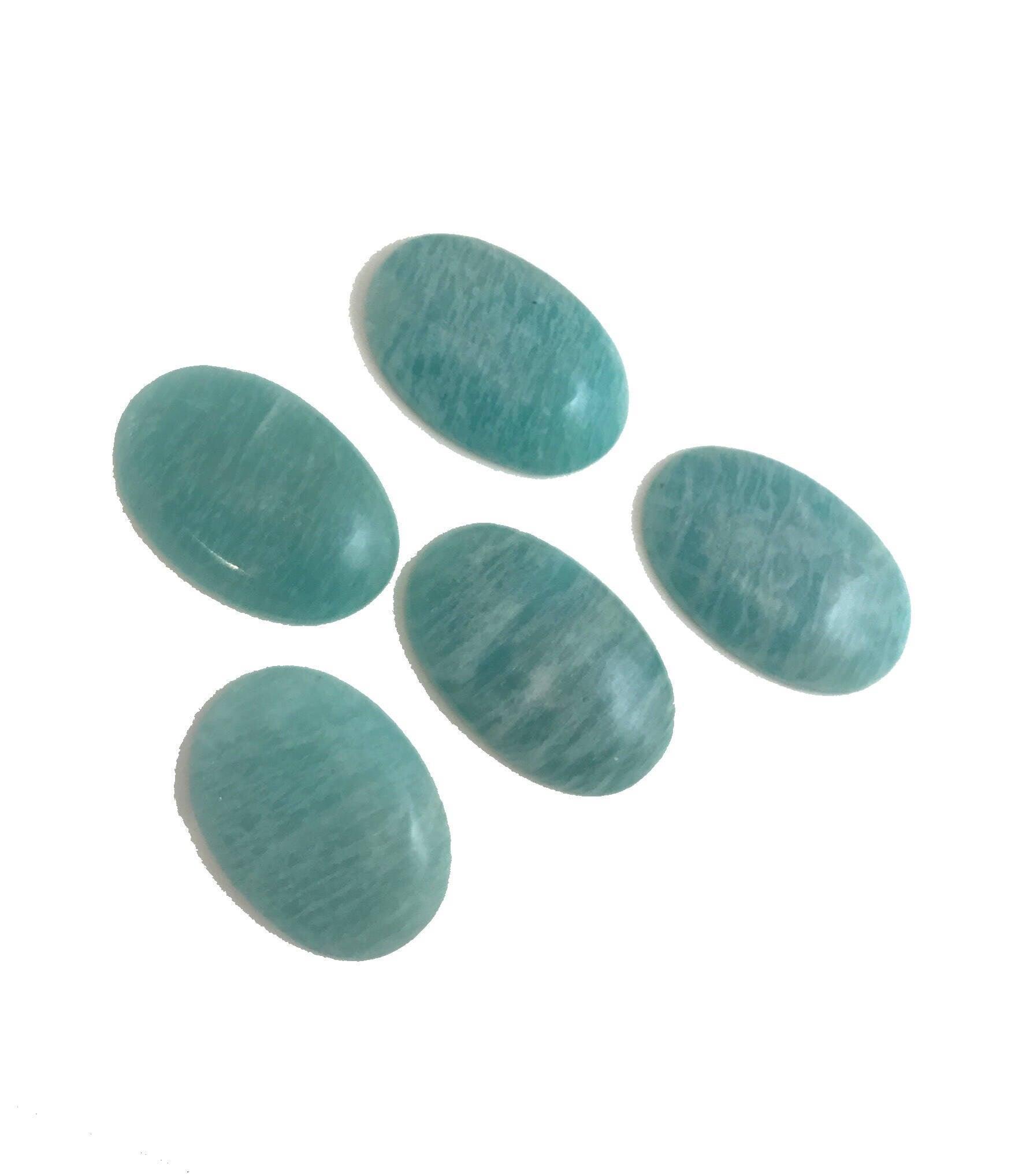 3 Pcs Amazonite Cabochon, Loose Natural Gemstone, Jewelry Making, Jewe - VirtuousWares:Global
