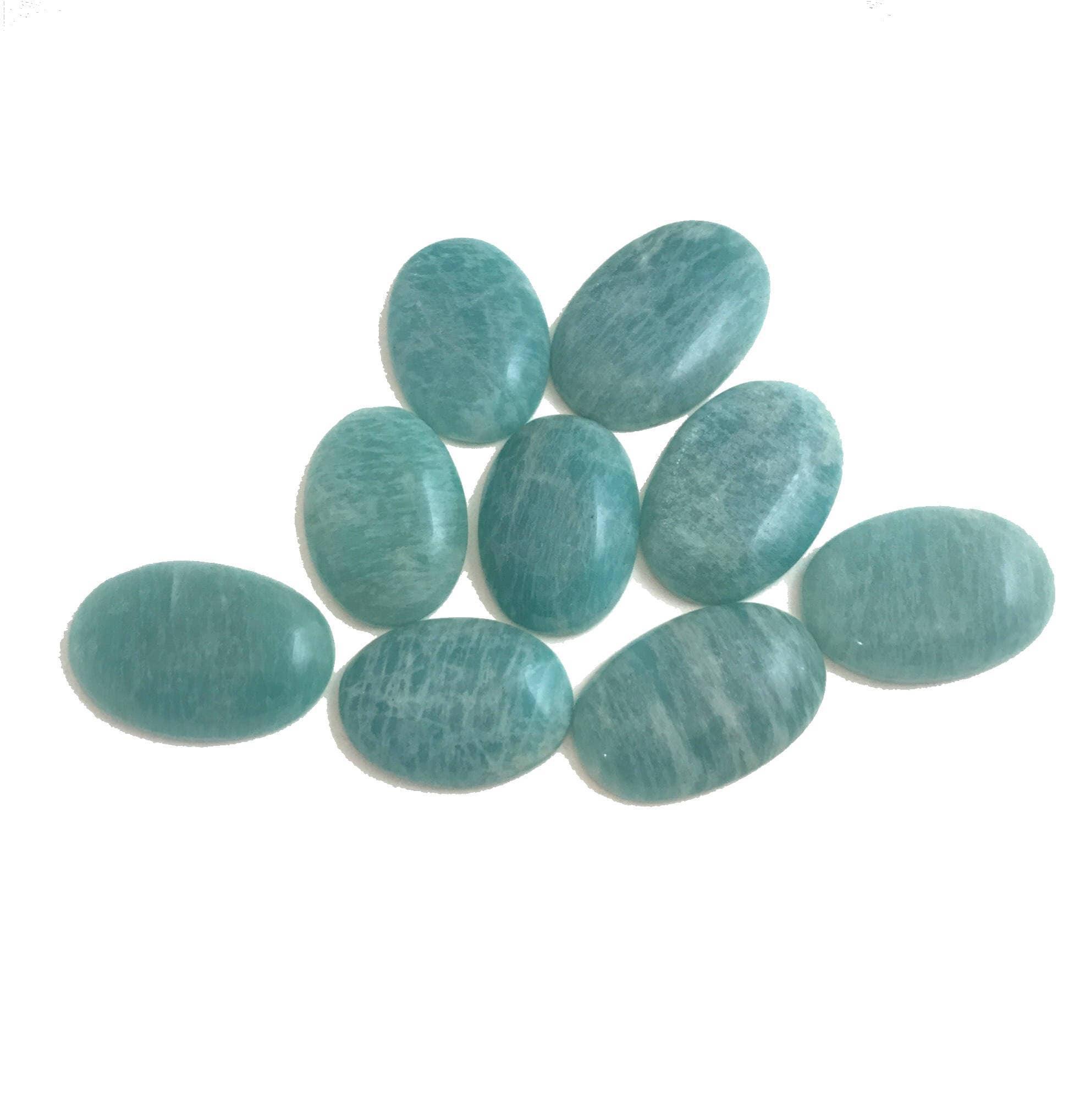 3 Pcs Amazonite Cabochon, Loose Natural Gemstone, Jewelry Making, Jewe - VirtuousWares:Global