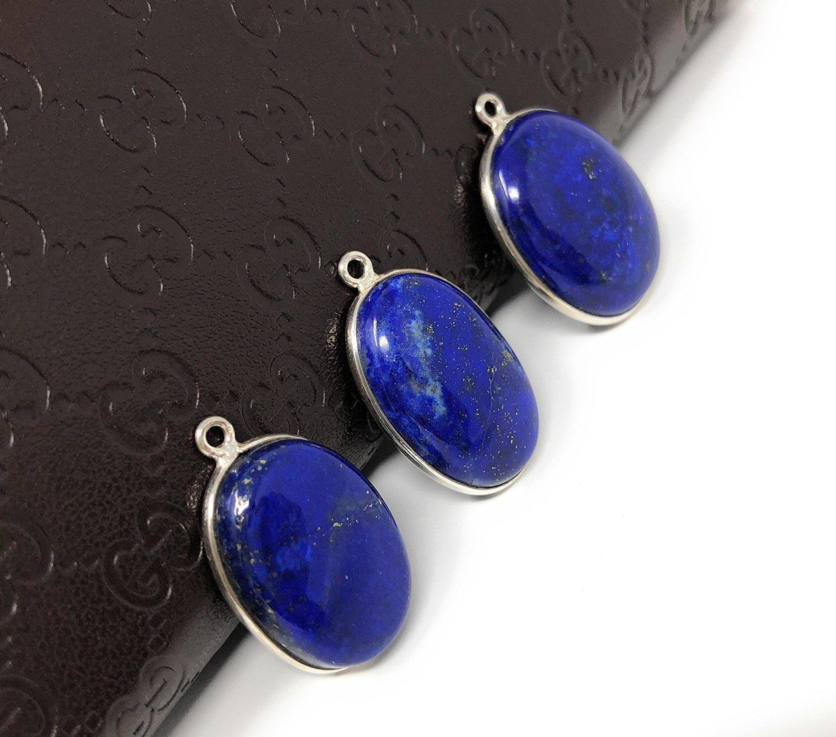 3 Pcs Lapis Lazuli Charms, Gemstone Charms, DIY Jewelry Making, - VirtuousWares:Global