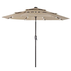 3 Tiers And 8 Ribs Outdoor Umbrella With 32 LED Lights - VirtuousWares:Global