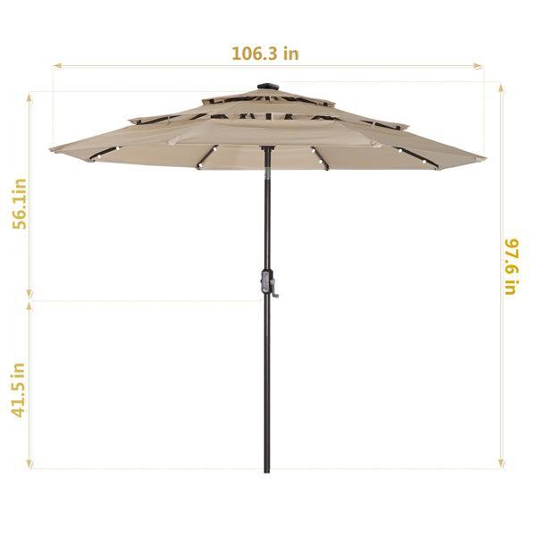 3 Tiers And 8 Ribs Outdoor Umbrella With 32 LED Lights - VirtuousWares:Global