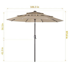 3 Tiers And 8 Ribs Outdoor Umbrella With 32 LED Lights - VirtuousWares:Global