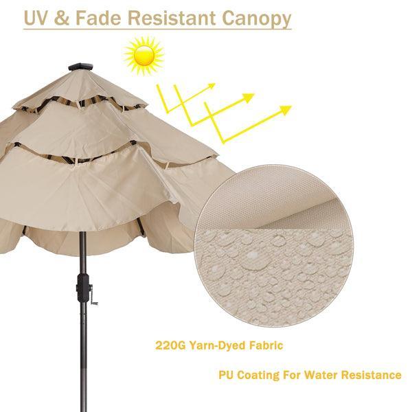 3 Tiers And 8 Ribs Outdoor Umbrella With 32 LED Lights - VirtuousWares:Global