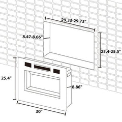30 inch LED Recessed Electric Fireplace with 3 Top Light Colors - VirtuousWares:Global