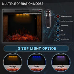 30 inch LED Recessed Electric Fireplace with 3 Top Light Colors - VirtuousWares:Global