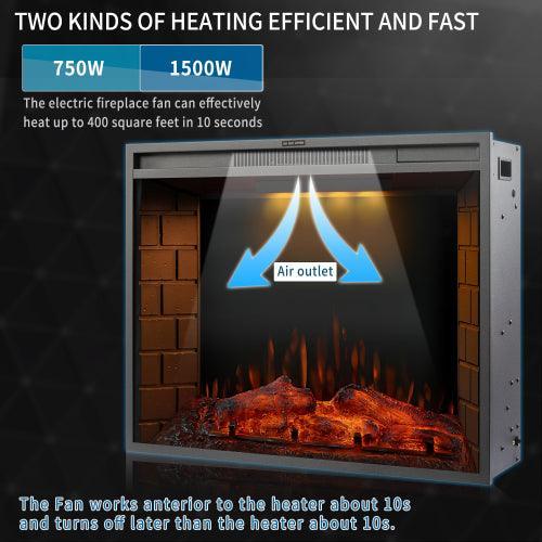 30 inch LED Recessed Electric Fireplace with 3 Top Light Colors - VirtuousWares:Global