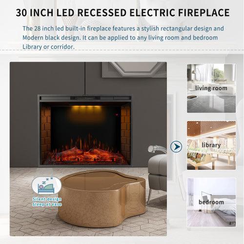30 inch LED Recessed Electric Fireplace with 3 Top Light Colors - VirtuousWares:Global