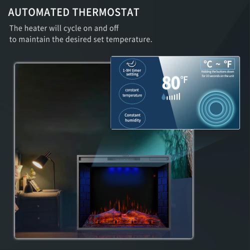 30 inch LED Recessed Electric Fireplace with 3 Top Light Colors - VirtuousWares:Global