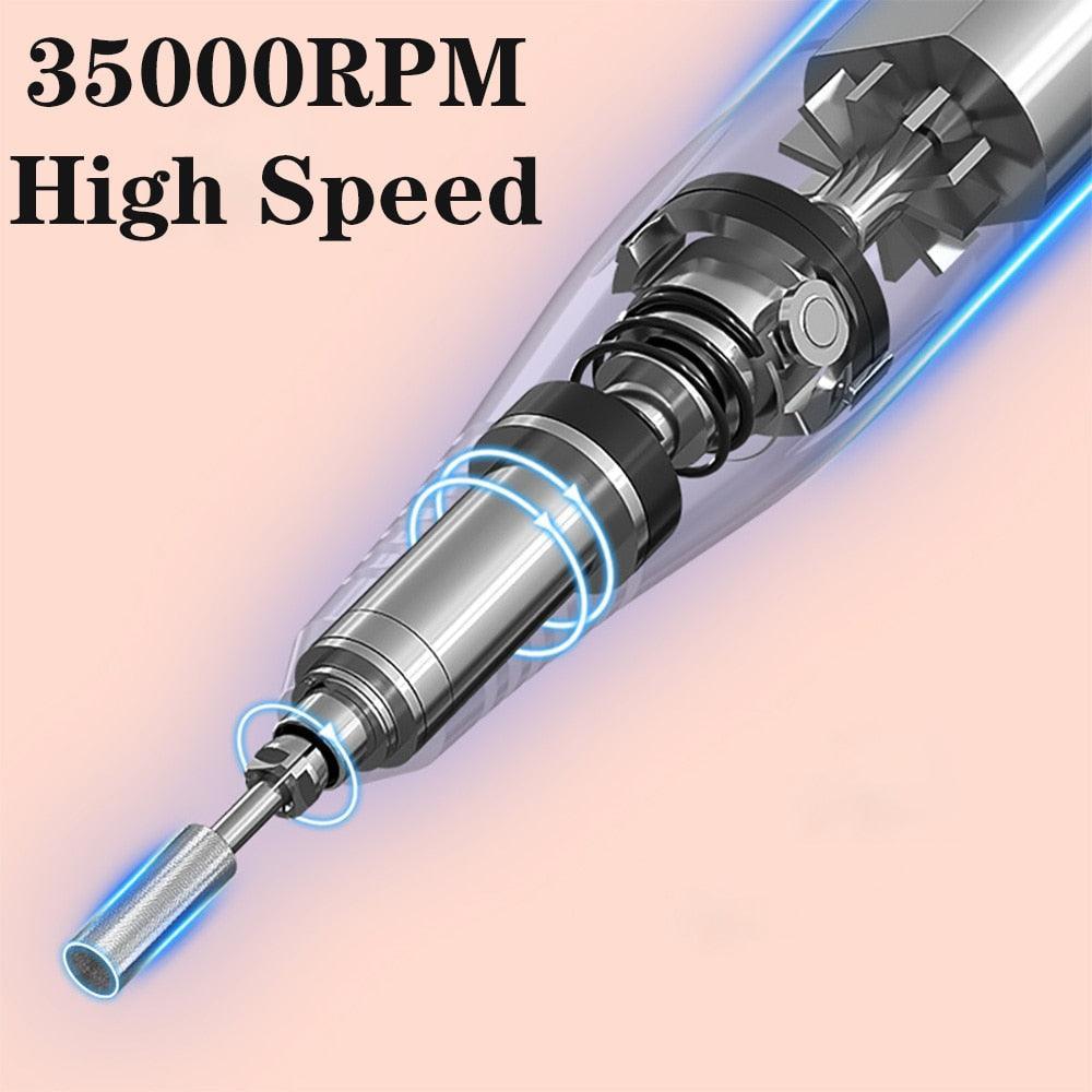 35000RPM Electric Nail Drill Rechargeable USB Nail Manicure Machine - VirtuousWares:Global