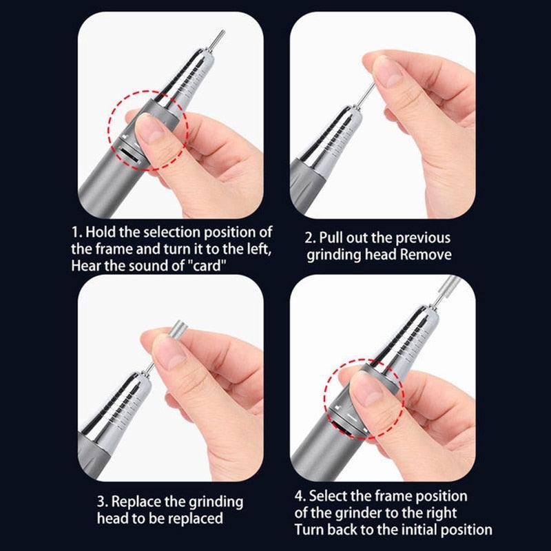 35000RPM Electric Nail Drill Rechargeable USB Nail Manicure Machine - VirtuousWares:Global
